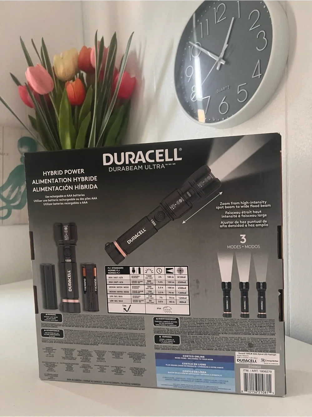 Duracell 4-Pack Hybrid LED Flashlights 1500 Lumens USB-C Rechargeable Open Box